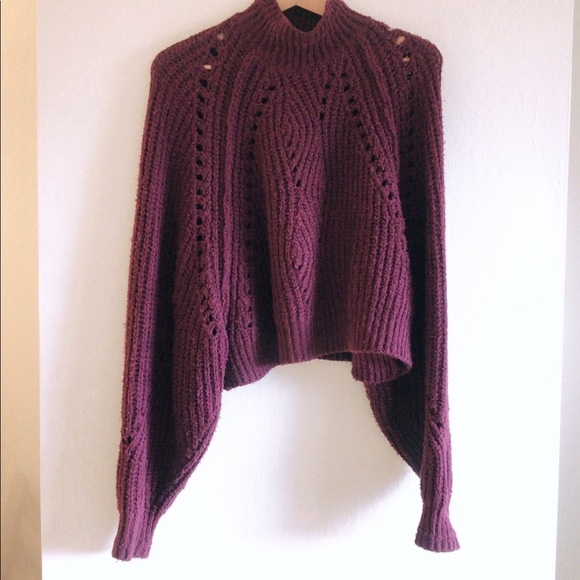 Free People plum cropped sweater size small - Picture 2 of 5